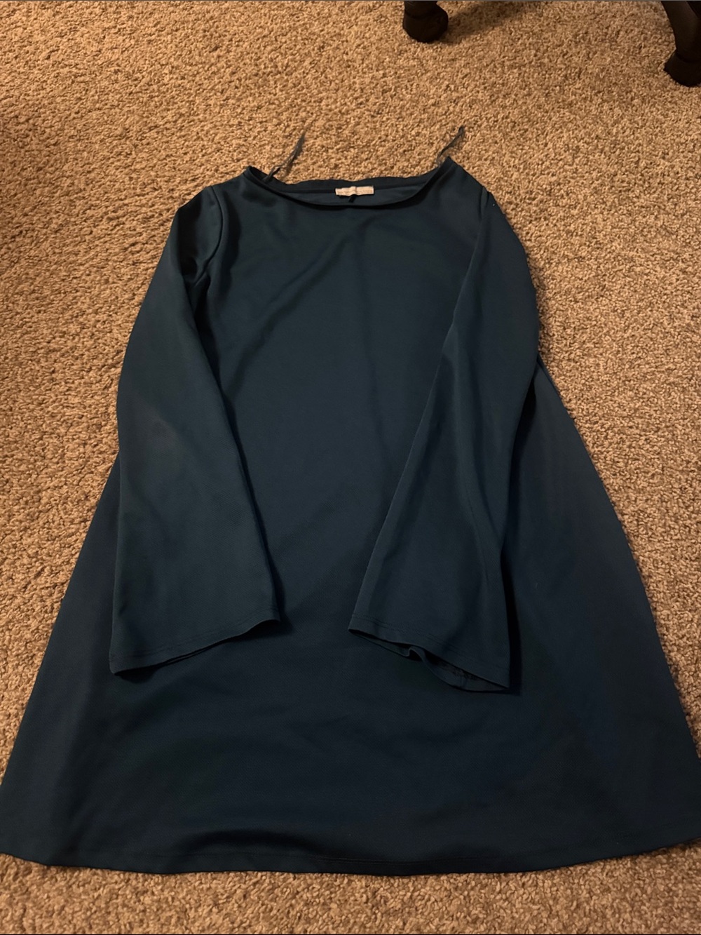 Zara Teal Long-Sleeve A-Line Dress